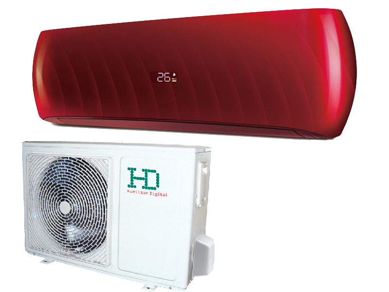 HD Design 90C-120C oldalfali split klíma (red)